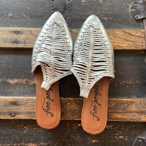 Silver Leather Free People Mule